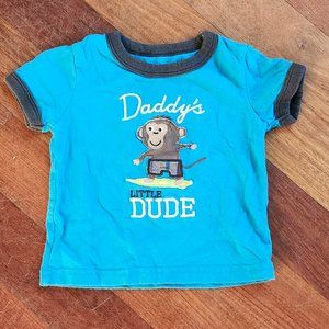 Carter's "Daddy's Dude" Blue Monkey T-Shirt Size 9 Months